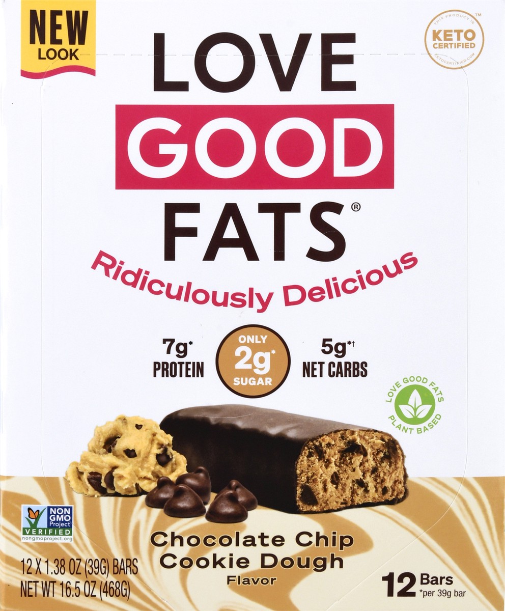 slide 10 of 12, Love Good Fats 12 Pack Chocolate Chip Cookie Dough Flavor Bars 12 ea, 12 ct