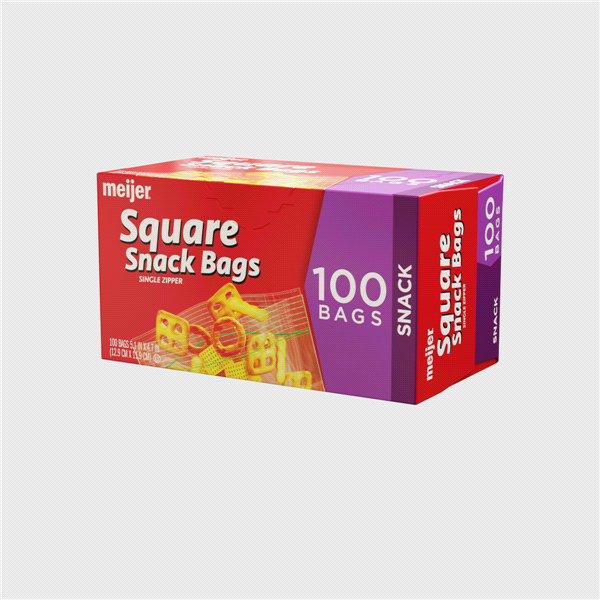 slide 4 of 13, Meijer Single Zipper Square Snack Bags, 100 ct