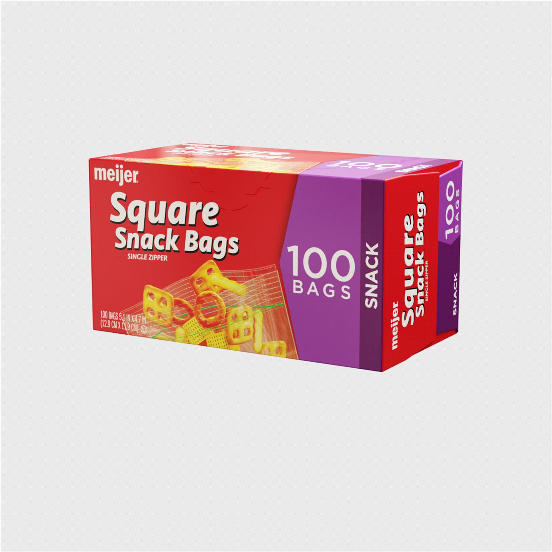 slide 5 of 13, Meijer Single Zipper Square Snack Bags, 100 ct