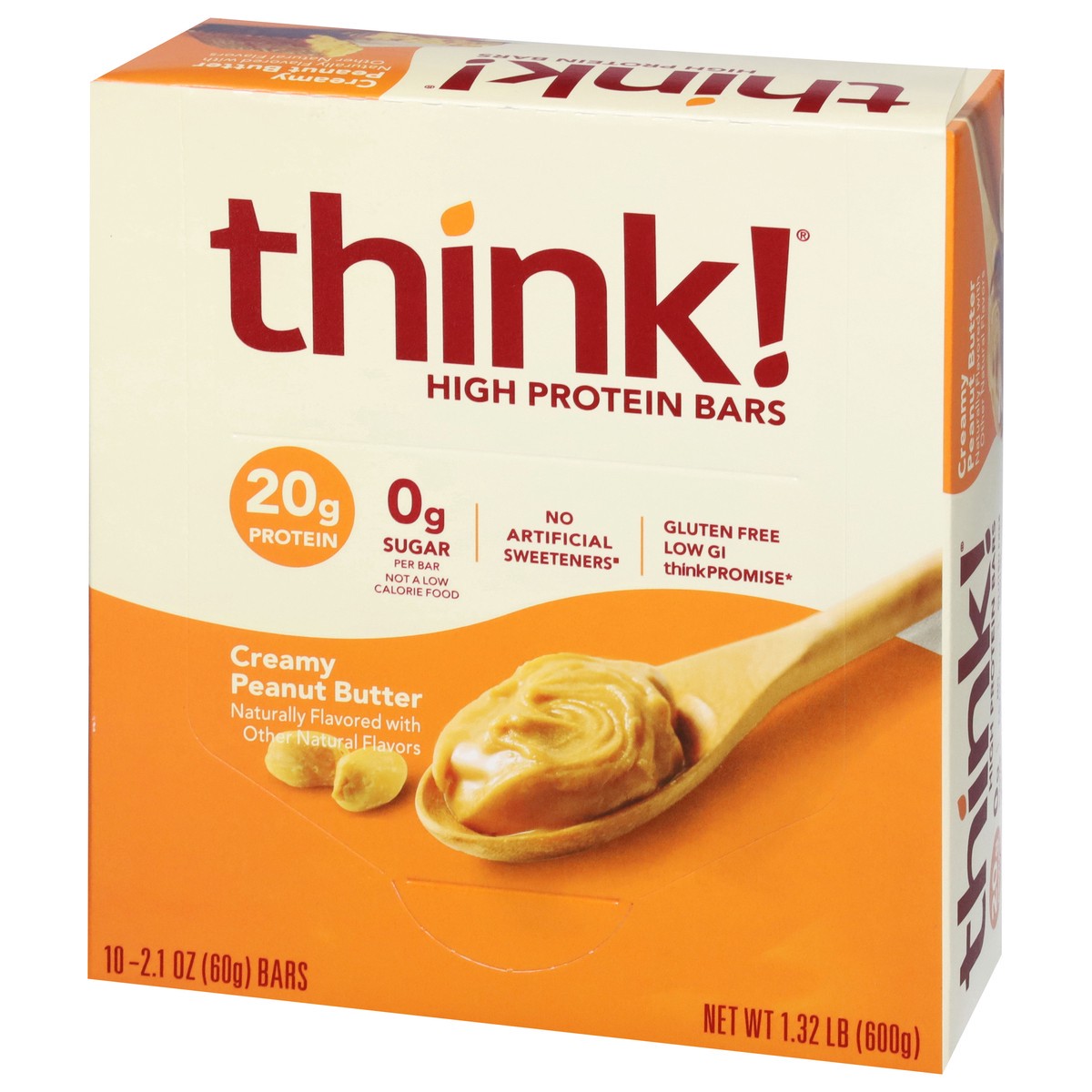 slide 5 of 12, think! Creamy Peanut Butter High Protein Bars 10 - 2.1 oz Bars, 10 ct