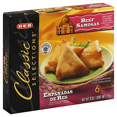 slide 1 of 1, H-E-B Classic Selections Beef Samosas, Empanadas de Res, 6 ct