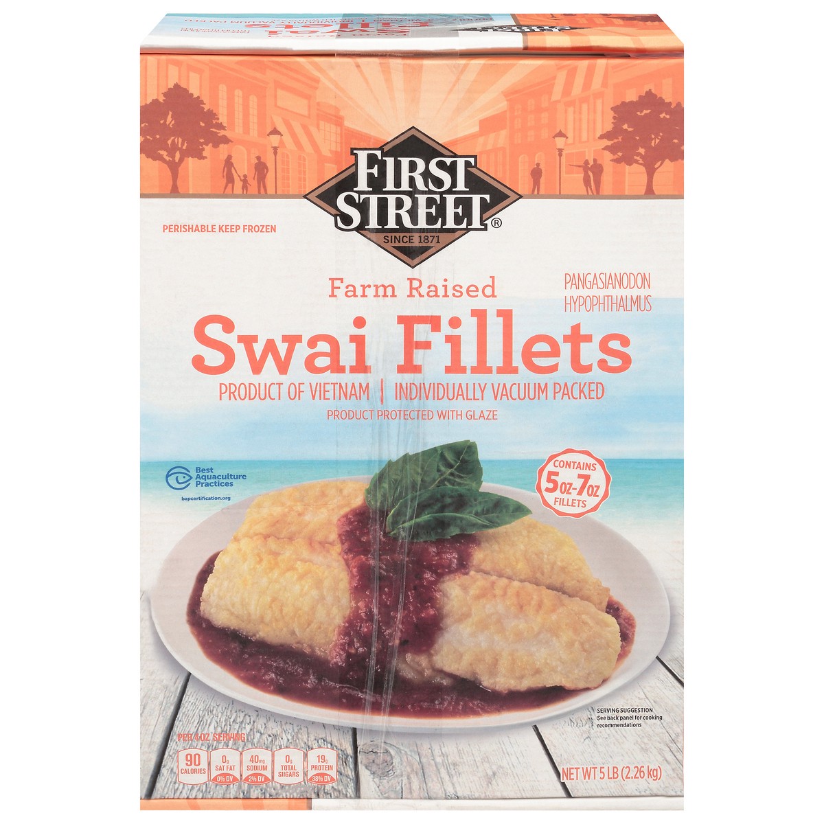 slide 4 of 4, First Street Swai Fillet Box, 5 lb