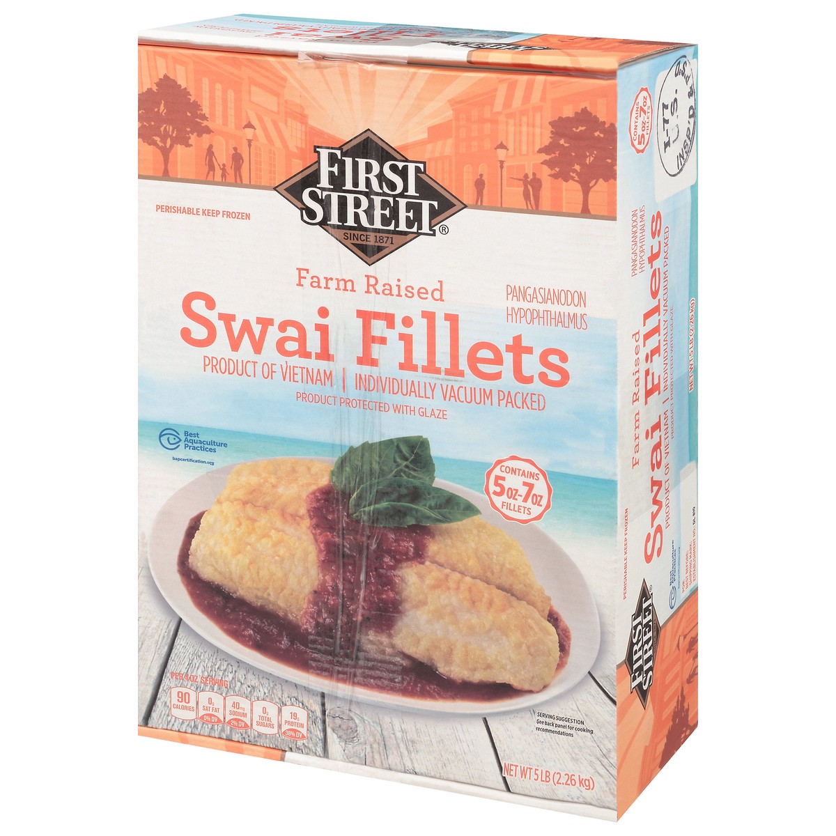 slide 2 of 4, First Street Swai Fillet Box, 5 lb