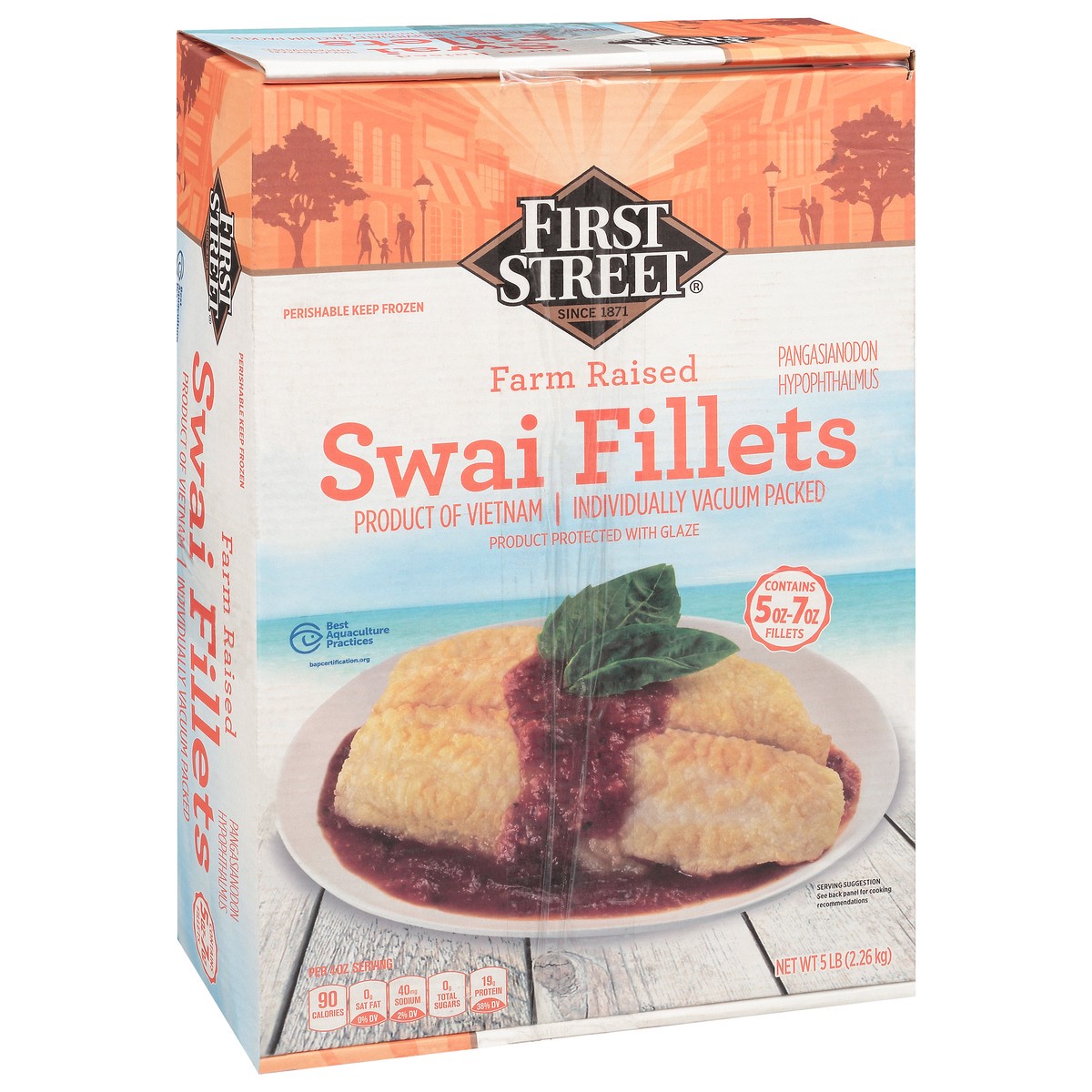 slide 3 of 4, First Street Swai Fillet Box, 5 lb