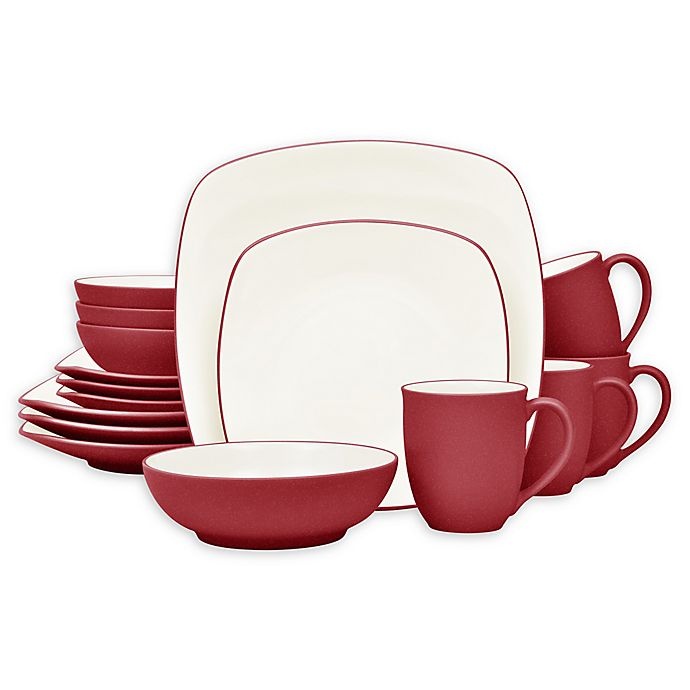 slide 1 of 1, Noritake Colorwave Square Dinnerware Set - Raspberry, 16 ct