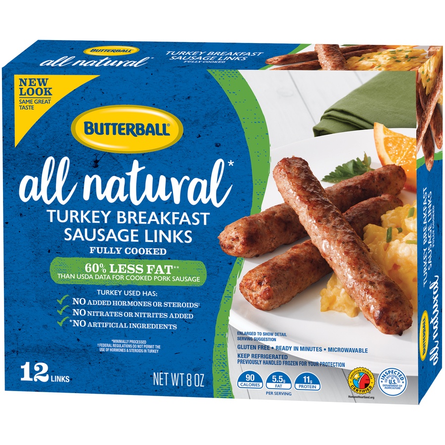 slide 3 of 8, Butterball Turkey Sausage Links, 8 oz