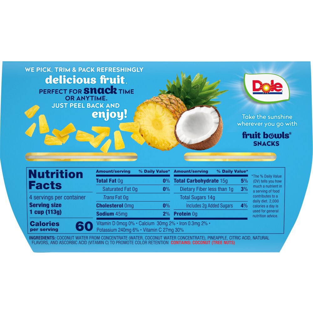 slide 2 of 3, Dole Fruit Bowls Pineapple In Coconut, 4 oz