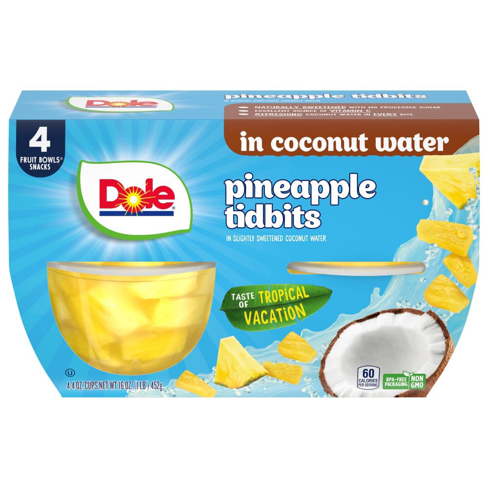 slide 1 of 3, Dole Fruit Bowls Pineapple In Coconut, 4 oz