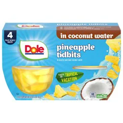 Dole Pineapple Tidbits in Coconut Water 4 - 4 oz Cups