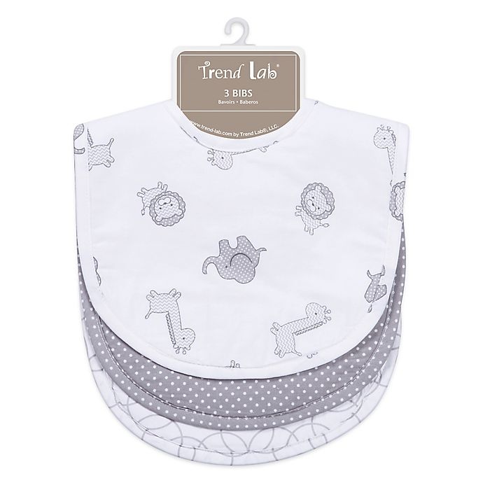 slide 1 of 2, Trend Lab Bib Set - Safari Grey, 3 ct