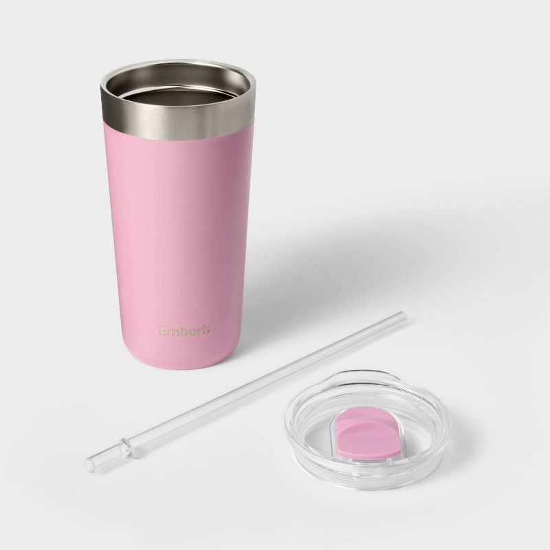 slide 2 of 3, 20oz Stainless Steel Tumbler with Straw Purple - Embark™: BPA-Free, Portable Drinkware, 20 oz