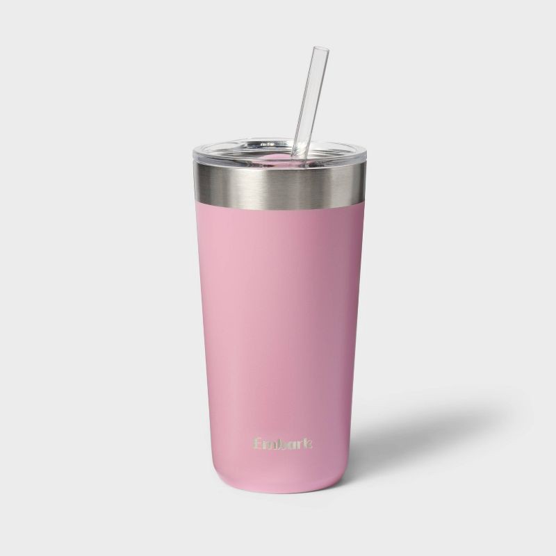 slide 1 of 3, 20oz Stainless Steel Tumbler with Straw Purple - Embark™: BPA-Free, Portable Drinkware, 20 oz