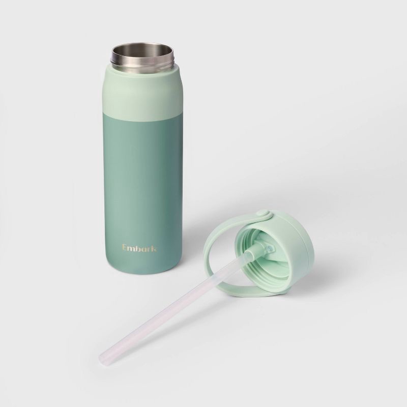 slide 2 of 3, 24oz Stainless Steel Hydration Water Bottle - Green - Embark™: Portable Drinkware, Polypropylene Lid, 24 oz
