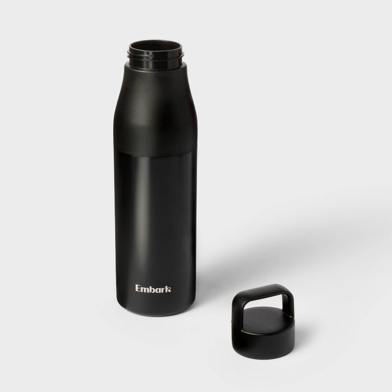 slide 2 of 3, 24oz Water Bottle - Black - Embark™: Stainless Steel, Portable Drinkware, 24 oz
