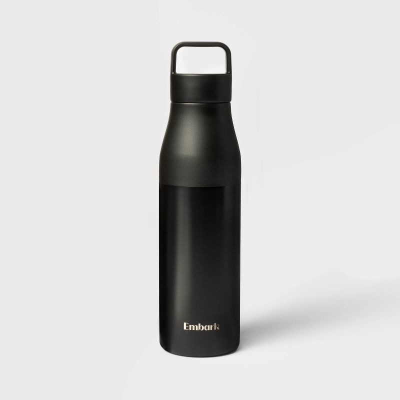 slide 1 of 3, 24oz Water Bottle - Black - Embark™: Stainless Steel, Portable Drinkware, 24 oz