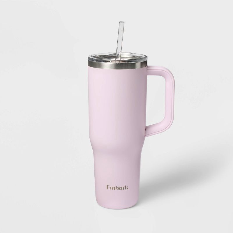 slide 1 of 3, 40oz Stainless Steel Tumbler with Straw Purple - Embark™: BPA-Free Drinkware, 40 oz