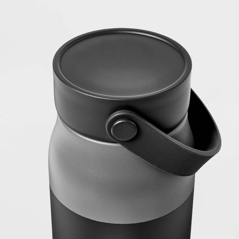 slide 3 of 3, 32oz Stainless Steel Hydration Water Bottle - Black - Embark™: Portable Drinkware, Polypropylene Lid, 32 oz