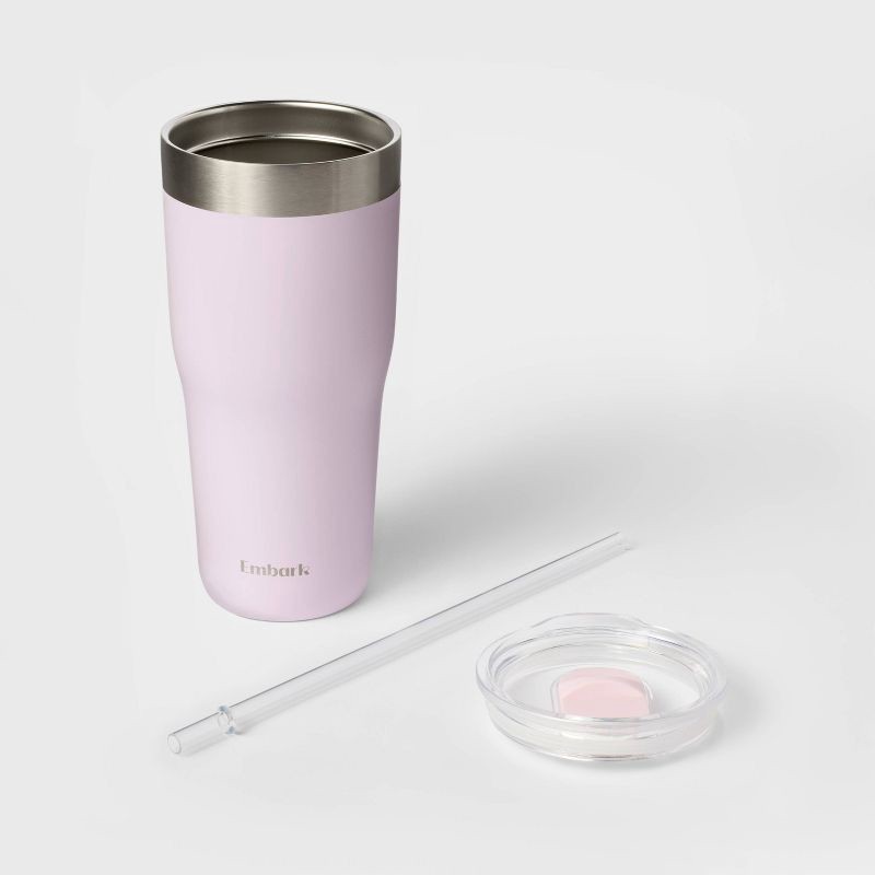 slide 2 of 3, 30oz Stainless Steel Tumbler with Straw Purple - Embark™: BPA-Free, Portable Drinkware, 30 oz