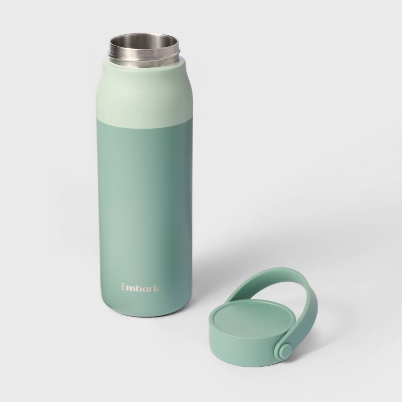 slide 2 of 3, 32oz Stainless Steel Hydration Water Bottle - Green - Embark™: Portable Drinkware, Polypropylene Lid, 32 oz