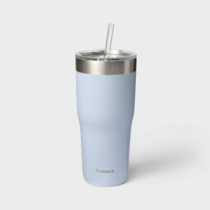slide 1 of 3, 30oz Stainless Steel Straw Tumbler Blue - Embark‚Ñ¢, 30 oz
