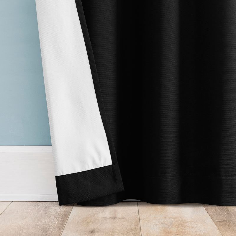 slide 3 of 7, 40"x63" Sun Zero Doucet Thermal Blackout Rod Pocket Curtain Panel Black: Energy Efficient, Noise Reduction, Indoor Use, 1 ct