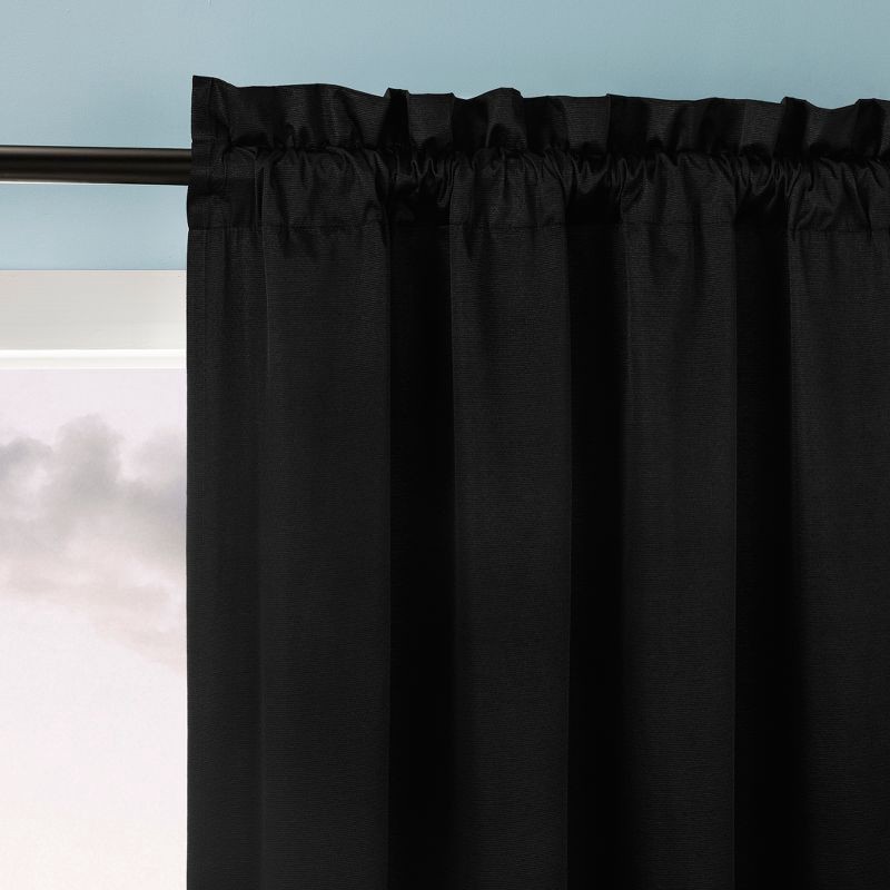 slide 1 of 7, 40"x63" Sun Zero Doucet Thermal Blackout Rod Pocket Curtain Panel Black: Energy Efficient, Noise Reduction, Indoor Use, 1 ct