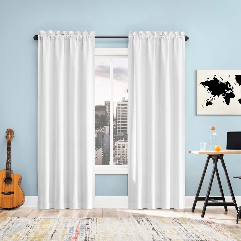 slide 5 of 6, 40"x63" Sun Zero Doucet Thermal Blackout Rod Pocket Curtain Panel White: Energy Efficient, Noise Reduction, Indoor Use, 1 ct