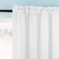 40"x63" Sun Zero Doucet Thermal Blackout Rod Pocket Curtain Panel White: Energy Efficient, Noise Reduction, Indoor Use