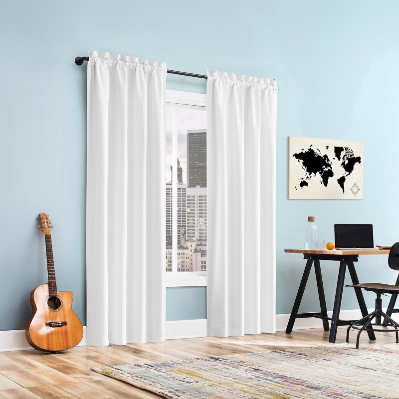 slide 4 of 6, 40"x84" Sun Zero Doucet Thermal Blackout Rod Pocket Curtain Panel White: Energy Efficient, Noise Reduction, Indoor Use, 1 ct