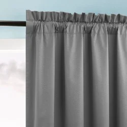 40"x84" Sun Zero Doucet Thermal Blackout Rod Pocket Curtain Panel Gray: Energy Efficient, Noise Reduction, Indoor Use