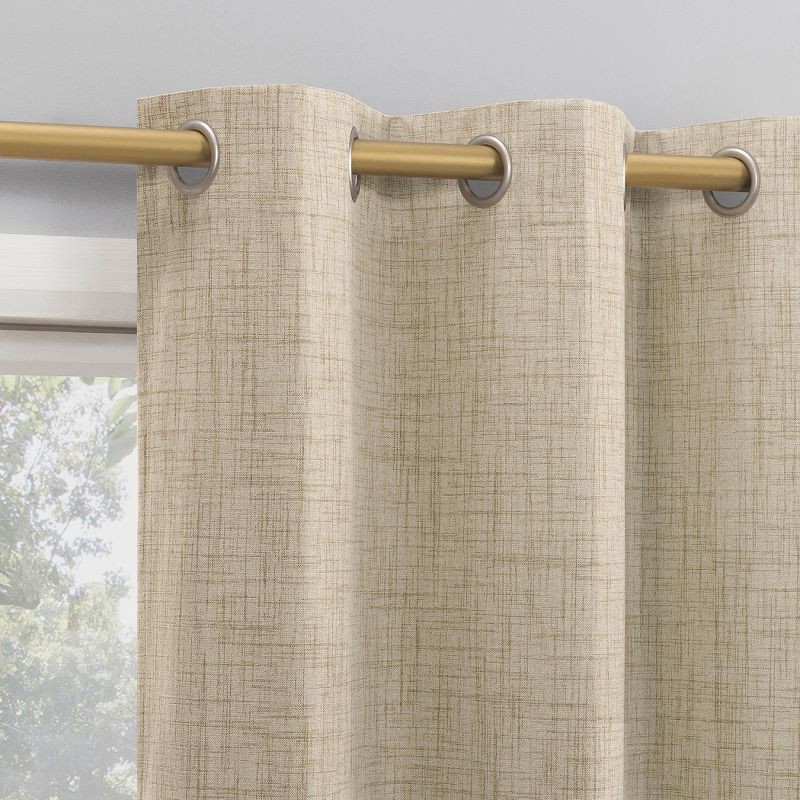 slide 1 of 8, 40"x63" Sun Zero Arlander Crosshatch Thermal Blackout Grommet Curtain Panel Beige: Energy Efficient, Noise Reduction, 1 ct