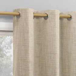 40"x84" Sun Zero Arlander Crosshatch Thermal Blackout Grommet Curtain Panel Beige: Energy Efficient, Noise Reduction