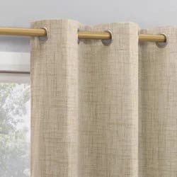 40"x84" Sun Zero Arlander Crosshatch Thermal Blackout Grommet Curtain Panel Beige: Energy Efficient, Noise Reduction