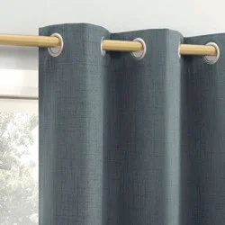 40"x63" Sun Zero Arlander Crosshatch Thermal Blackout Grommet Curtain Panel Blue: Modern, Energy Efficient, Noise Reduction