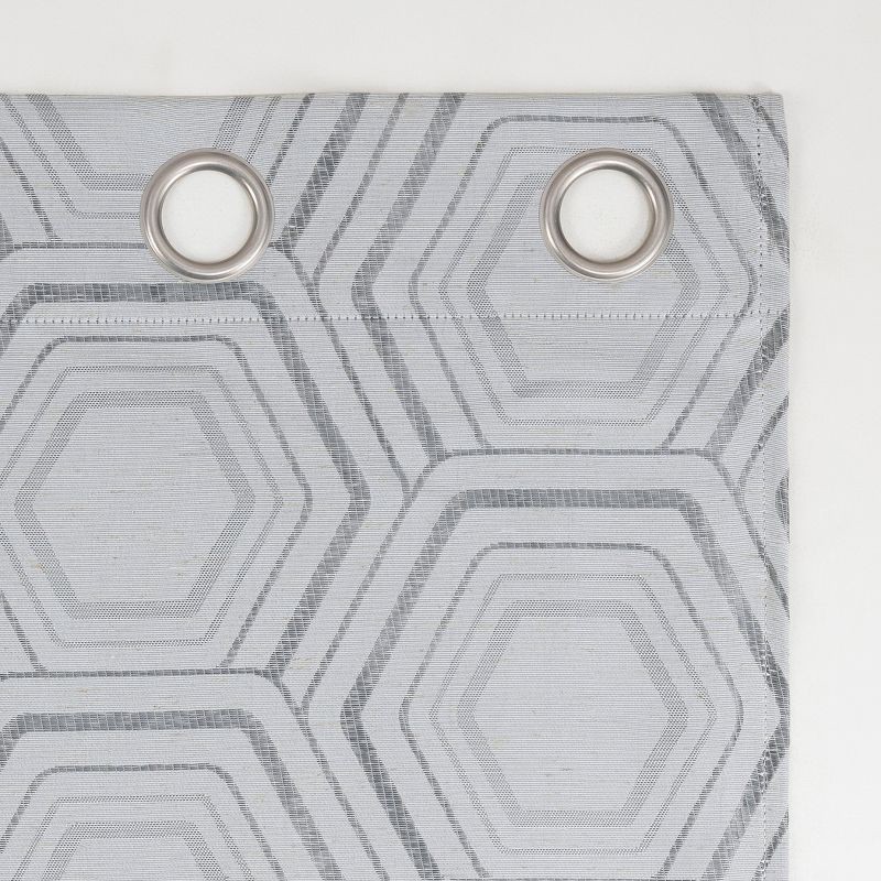 slide 4 of 8, 40"x63" Sun Zero Brevick Geometric Faux Linen 100% Blackout Grommet Curtain Panel Steel Gray: Modern, Energy Efficient, Noise Reduction, 1 ct