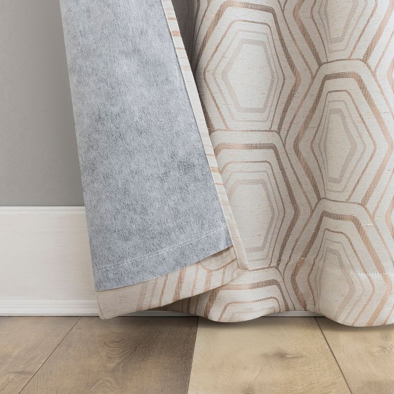 slide 5 of 8, 40"x63" Sun Zero Brevick Geometric Faux Linen 100% Blackout Grommet Curtain Panel Taupe: Modern, Energy Efficient, Noise Reduction, 1 ct
