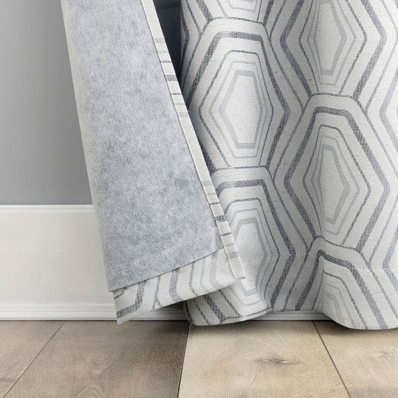 slide 5 of 8, 40"x84" Sun Zero Brevick Geometric Faux Linen 100% Blackout Grommet Curtain Panel Steel Gray: Modern, Energy Efficient, Noise Reduction, 1 ct