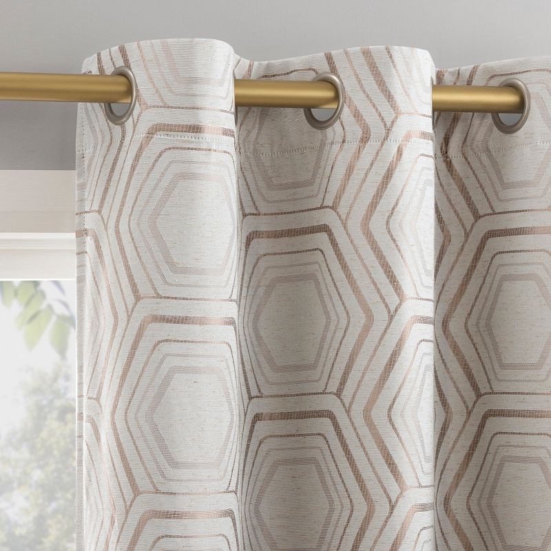 slide 1 of 8, 40"x84" Sun Zero Brevick Geometric Faux Linen 100% Blackout Grommet Curtain Panel Taupe: Modern, Energy Efficient, Noise Reduction, 1 ct