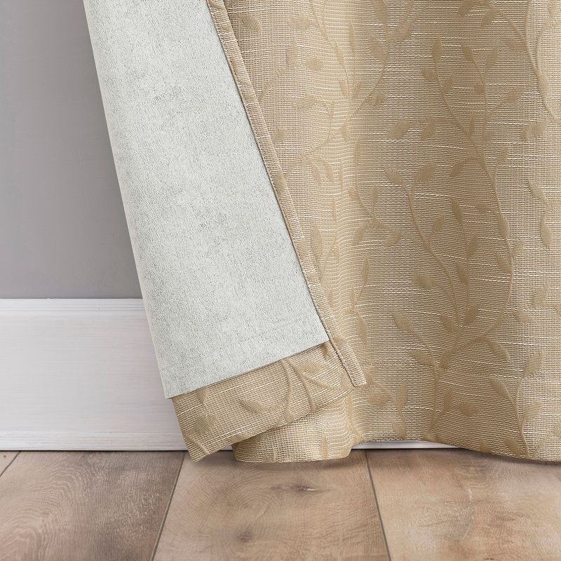 slide 5 of 8, 40"x84" Sun Zero Brinlee Leaf Silhouette 100% Blackout Grommet Curtain Panel Taupe: Modern Floral, Energy Efficient, 1 ct
