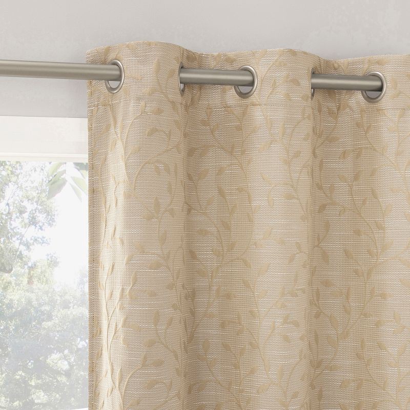slide 1 of 8, 40"x84" Sun Zero Brinlee Leaf Silhouette 100% Blackout Grommet Curtain Panel Taupe: Modern Floral, Energy Efficient, 1 ct