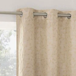 40"x84" Sun Zero Brinlee Leaf Silhouette 100% Blackout Grommet Curtain Panel Taupe: Modern Floral, Energy Efficient