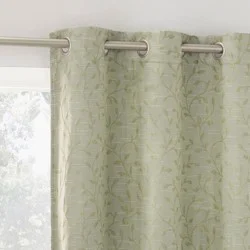 40"x84" Sun Zero Brinlee Leaf Silhouette 100% Blackout Grommet Curtain Panel Sage Green: Modern Floral, Energy Efficient