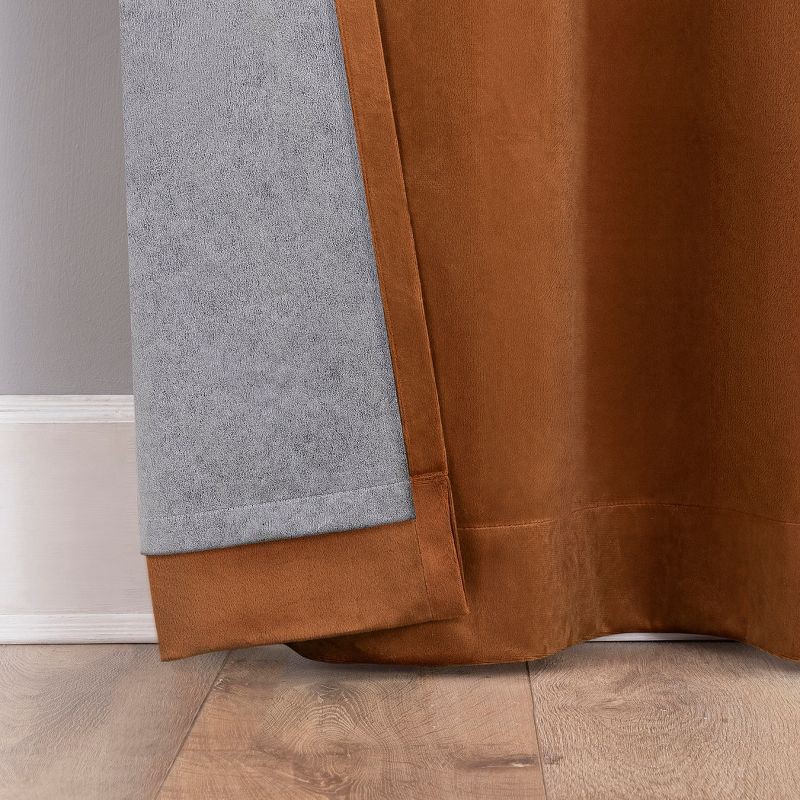 slide 4 of 8, 40"x84" Sun Zero Brighton Velvet 100% Blackout Grommet Curtain Panel Terracotta Red: Modern, Energy Efficient, Noise Reduction, 1 ct