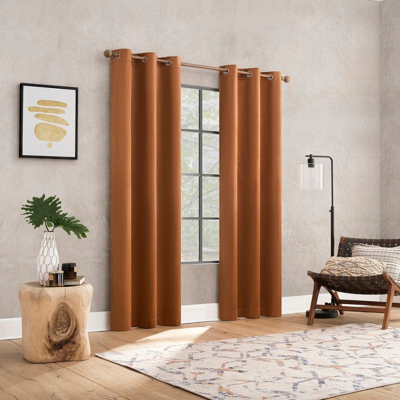 slide 5 of 8, 40"x84" Sun Zero Brighton Velvet 100% Blackout Grommet Curtain Panel Terracotta Red: Modern, Energy Efficient, Noise Reduction, 1 ct