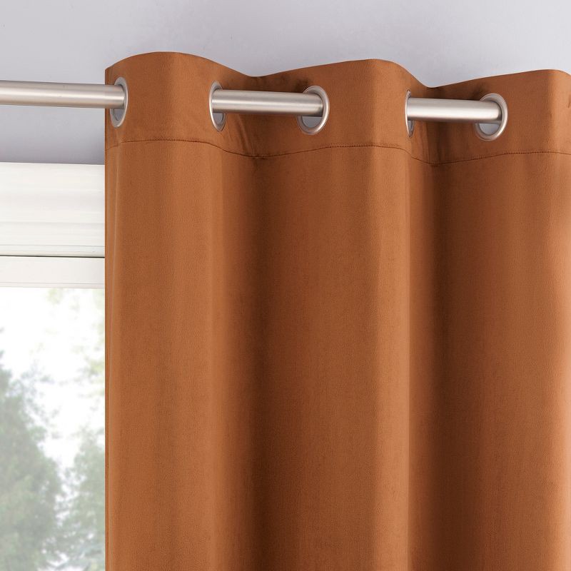 slide 1 of 8, 40"x84" Sun Zero Brighton Velvet 100% Blackout Grommet Curtain Panel Terracotta Red: Modern, Energy Efficient, Noise Reduction, 1 ct