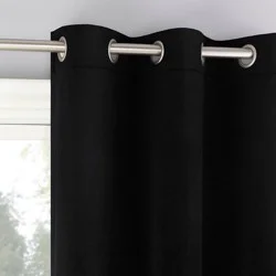 40"x84" Sun Zero Brighton Velvet 100% Blackout Grommet Curtain Panel Black: Modern, Energy Efficient, Noise Reduction, Thermal Insulated