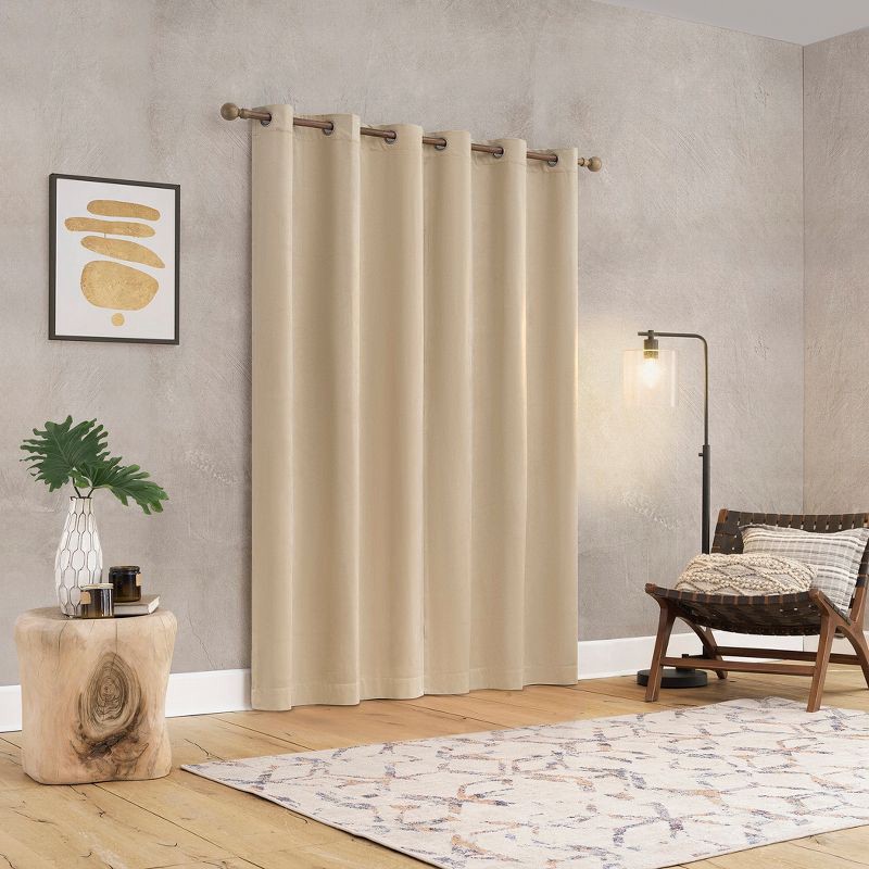 slide 2 of 8, 40"x84" Sun Zero Brighton Velvet 100% Blackout Grommet Curtain Panel Taupe: Energy Efficient, Noise Reduction, Thermal Insulated, 1 ct