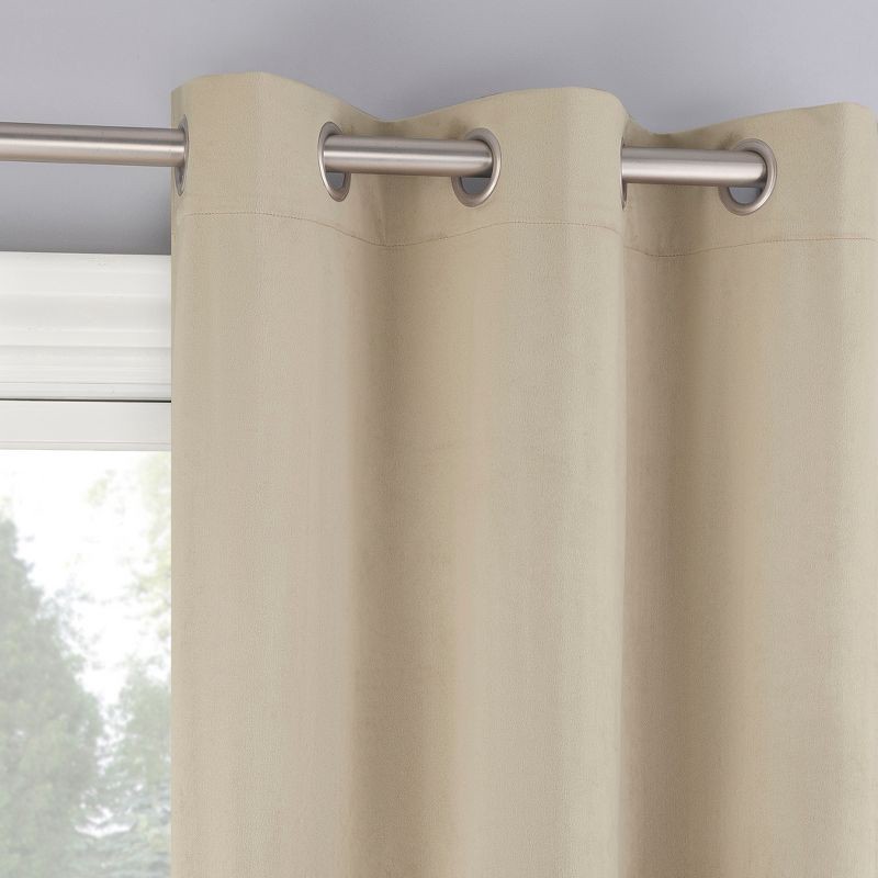 slide 1 of 8, 40"x84" Sun Zero Brighton Velvet 100% Blackout Grommet Curtain Panel Taupe: Energy Efficient, Noise Reduction, Thermal Insulated, 1 ct