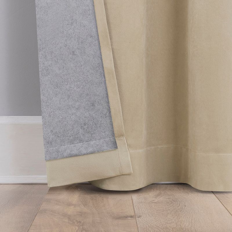 slide 4 of 8, 40"x84" Sun Zero Brighton Velvet 100% Blackout Grommet Curtain Panel Taupe: Energy Efficient, Noise Reduction, Thermal Insulated, 1 ct