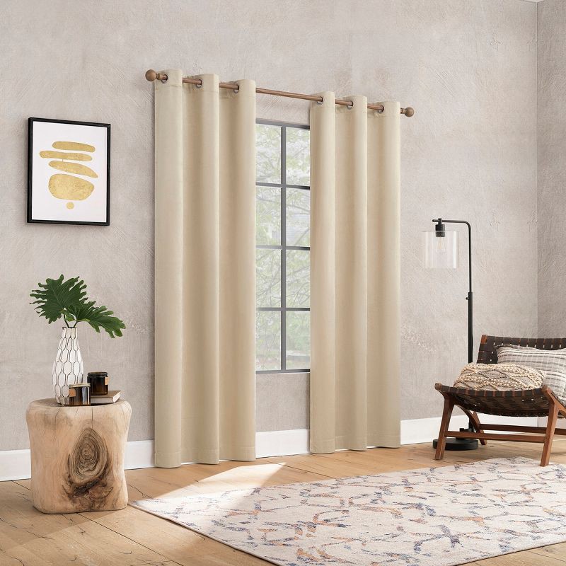 slide 5 of 8, 40"x84" Sun Zero Brighton Velvet 100% Blackout Grommet Curtain Panel Taupe: Energy Efficient, Noise Reduction, Thermal Insulated, 1 ct
